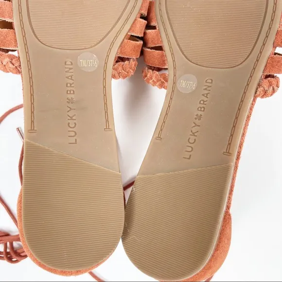 Lucky Brand Brocki Woven Suede Orange‎ Wrap Flats 7
