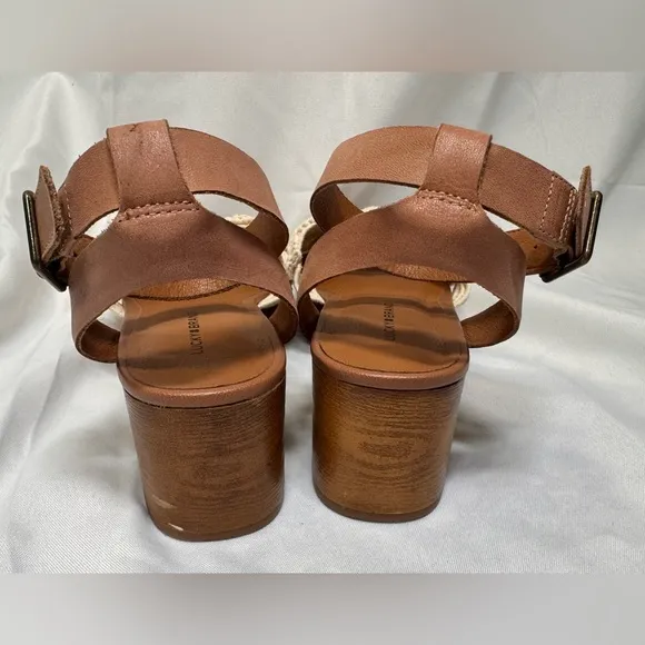 Lucky Brand Famika Crochet Block Heel Sandal- Size 10M