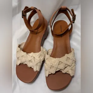 Lucky Brand Famika Crochet Block Heel Sandal- Size 10M