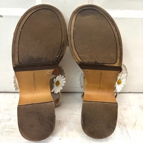 Lucky Brand Juleii Daisy Wooden Clog Sandals Size 8