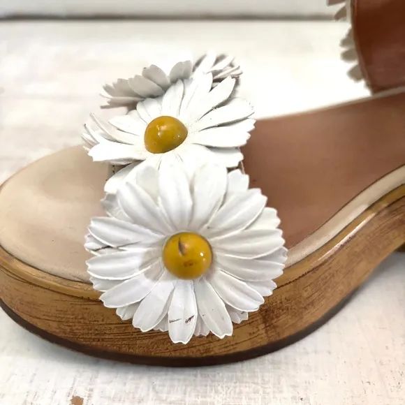 Lucky Brand Juleii Daisy Wooden Clog Sandals Size 8