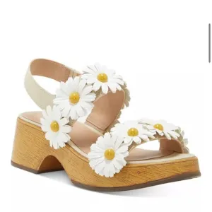 Lucky Brand Juleii Daisy Wooden Clog Sandals Size 8