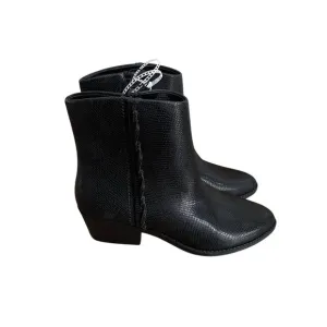 Lucky Brand Women 8.5M/39.5 Black Faux Leather Side Zip Fakelle Ankle Boots NWOB