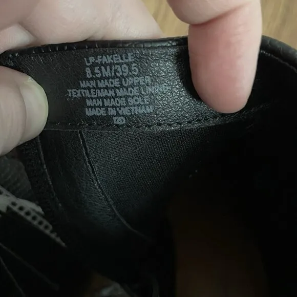 Lucky Brand Women 8.5M/39.5 Black Faux Leather Side Zip Fakelle Ankle Boots NWOB