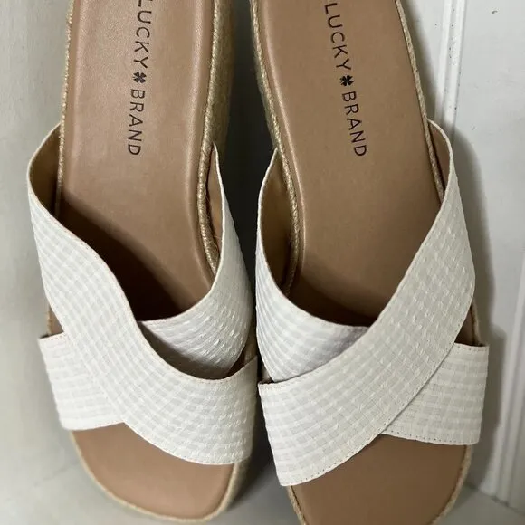 Lucky Brand Womens Gayte Printed Slip On Flatform Sandals Size 8.5
