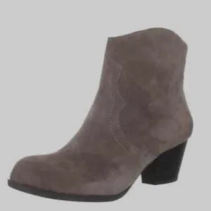 LuckyBrand Tablita SUEDE GREY BOOTS 2.5”Heels Side Zip NWB