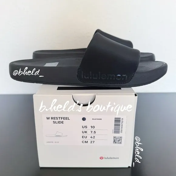 lululemon Restfeel Women’s Slide in Black/Graphite Grey Size 10 Brand New NWT