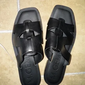 M. Gemi Men's Black Leather Sandals