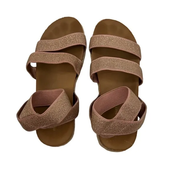 Madden Girl Rose Gold Shimmer Jimmie Platform Espadrille Sandals Size 3 Girl’s
