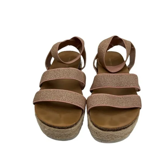 Madden Girl Rose Gold Shimmer Jimmie Platform Espadrille Sandals Size 3 Girl’s