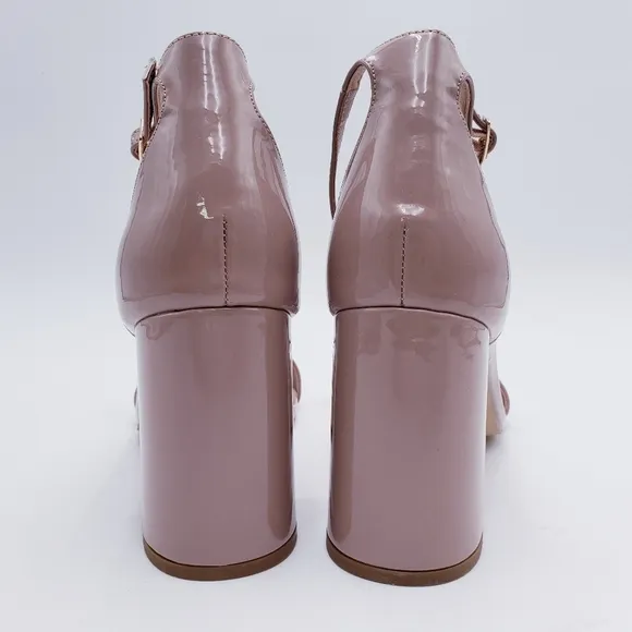 Madden Girl STAR Block Heel Platform Sandal Ankle Strap Square Toe Pink Size 10