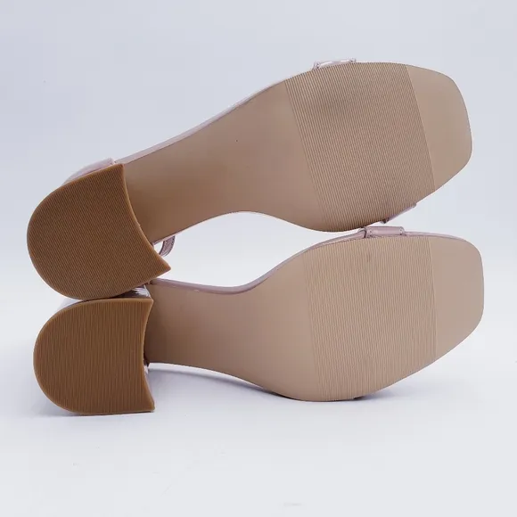 Madden Girl STAR Block Heel Platform Sandal Ankle Strap Square Toe Pink Size 10