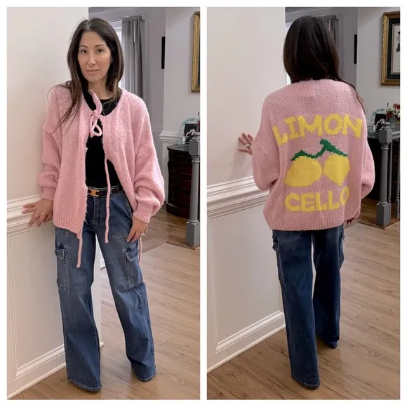 MADE IN ITALY OVERSIZED FABULOUS LIMON CELLO SWEATER CARDIGAN