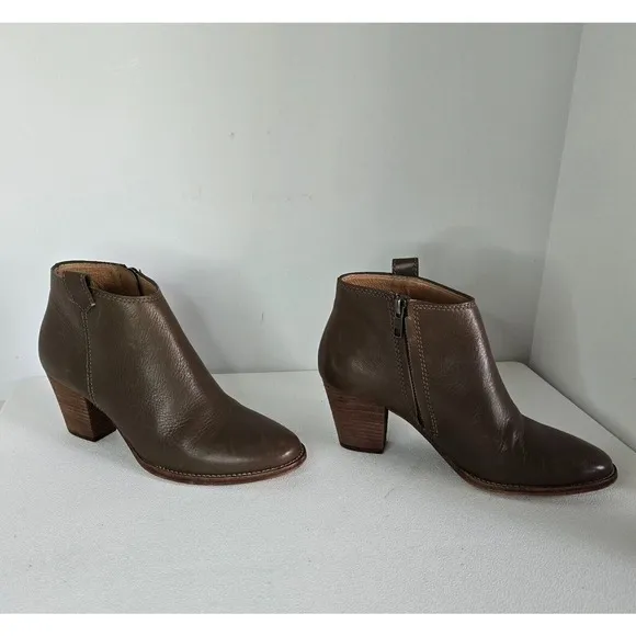 Madewell Billie ANKLE Boots Wet Pebble Gray TAUPE SZ 7 Short Side Zip Boots