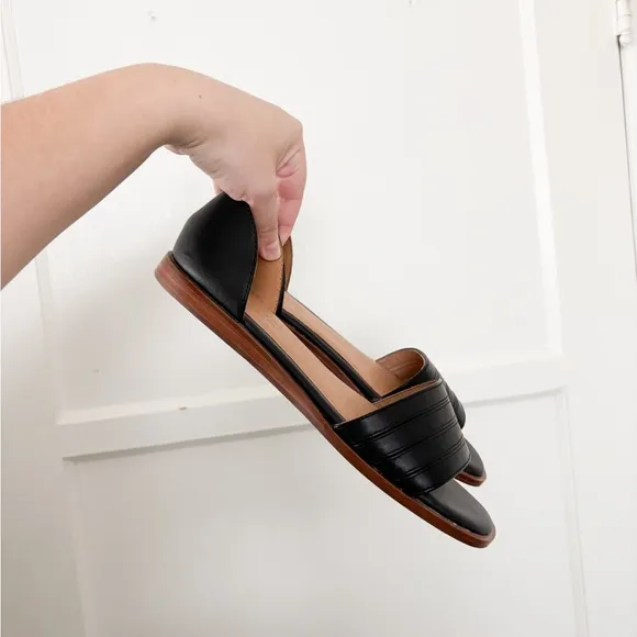 Madewell Black Leather Nelda d'Orsay Sandals