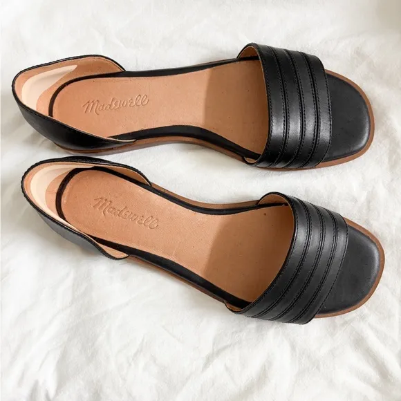Madewell Black Leather Nelda d'Orsay Sandals