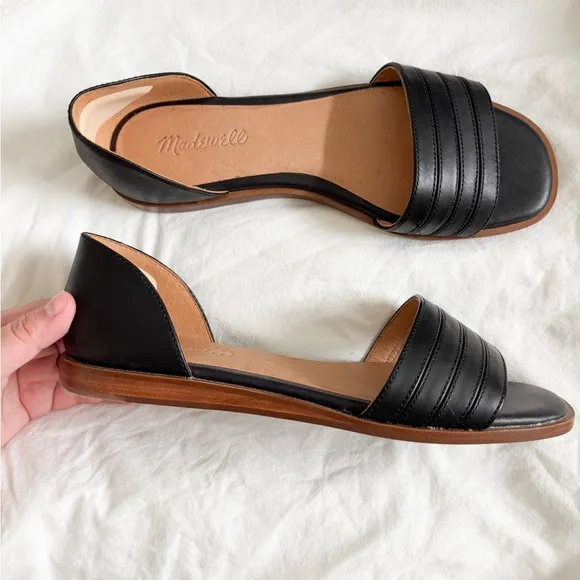 Madewell Black Leather Nelda d'Orsay Sandals