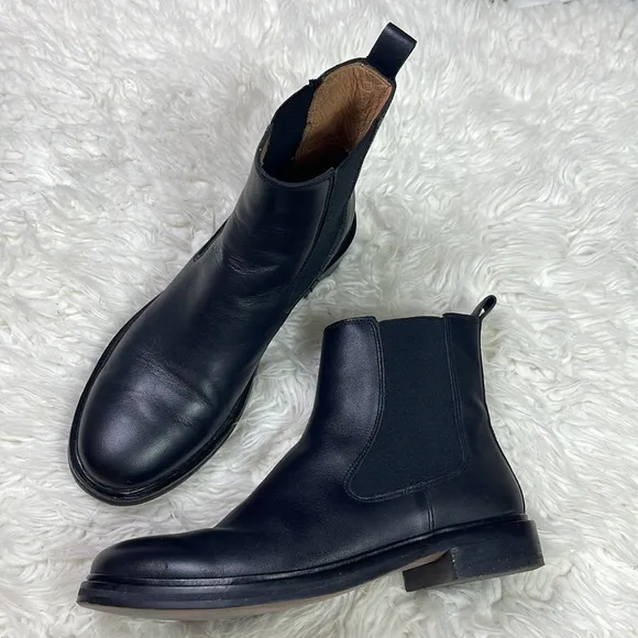 MADEWELL Black Leather The Benning Chelsea Boots