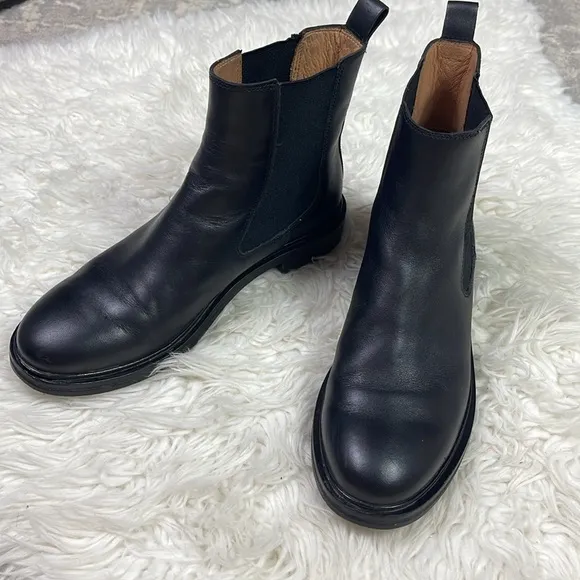 MADEWELL Black Leather The Benning Chelsea Boots