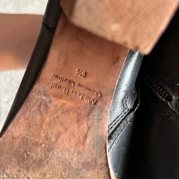 Madewell Boots Billie Size 9.5 Ankle Bootie Black Leather Side Zip Block Heels