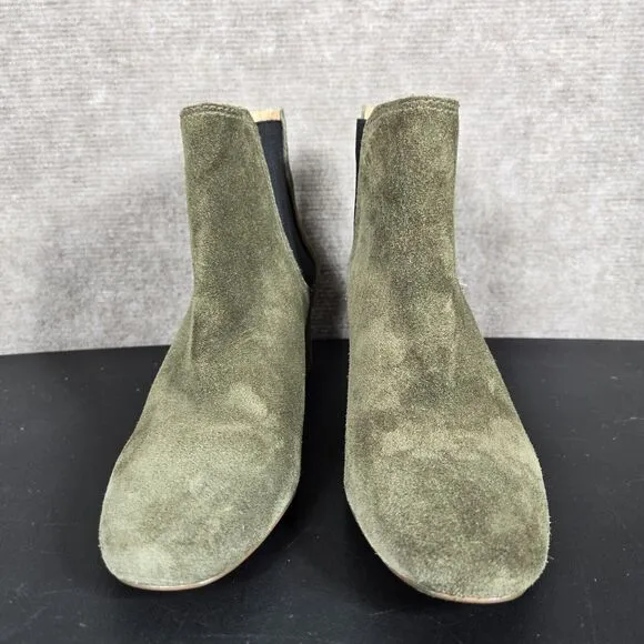 Madewell Chelsea Boots Womens 6.5 Walker Olive Green Suede Leather Ankle Booties