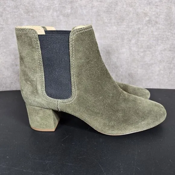Madewell Chelsea Boots Womens 6.5 Walker Olive Green Suede Leather Ankle Booties