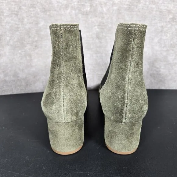 Madewell Chelsea Boots Womens 6.5 Walker Olive Green Suede Leather Ankle Booties