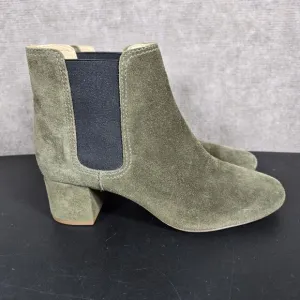 Madewell Chelsea Boots Womens 6.5 Walker Olive Green Suede Leather Ankle Booties