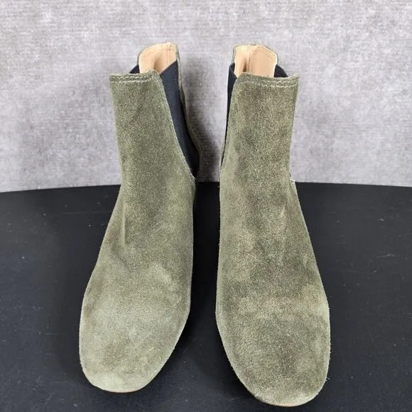 Madewell Chelsea Boots Womens 6.5 Walker Olive Green Suede Leather Ankle Booties