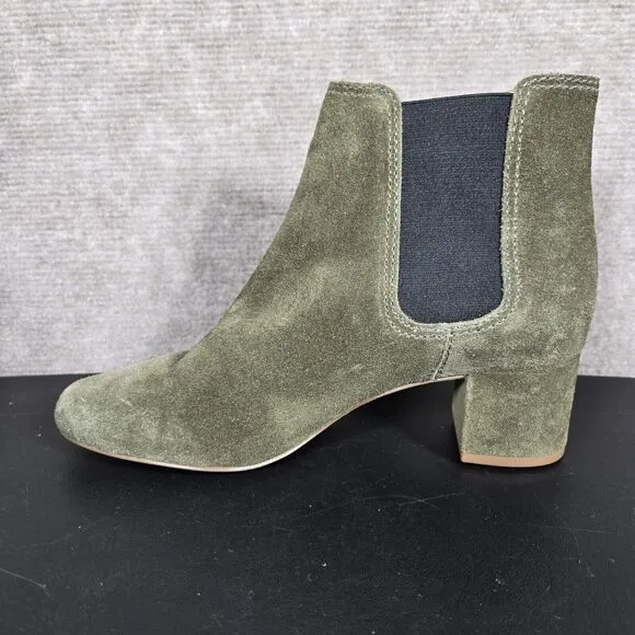 Madewell Chelsea Boots Womens 6.5 Walker Olive Green Suede Leather Ankle Booties