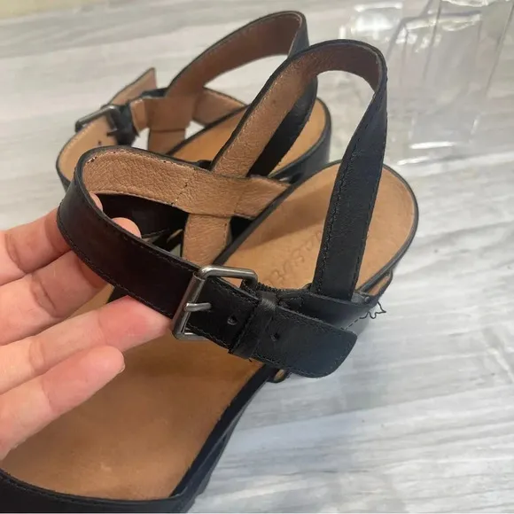 Madewell Claudie Black Leather Chunky Block Heel Mary Jane Sandals Women size 10