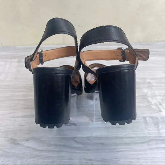 Madewell Claudie Black Leather Chunky Block Heel Mary Jane Sandals Women size 10
