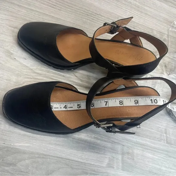 Madewell Claudie Black Leather Chunky Block Heel Mary Jane Sandals Women size 10