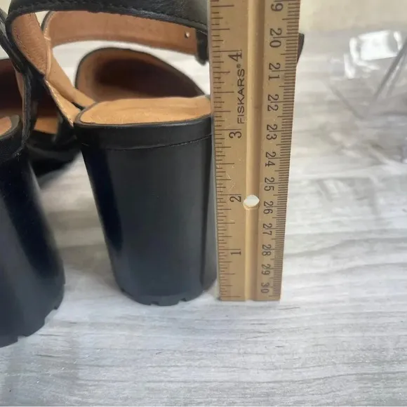 Madewell Claudie Black Leather Chunky Block Heel Mary Jane Sandals Women size 10