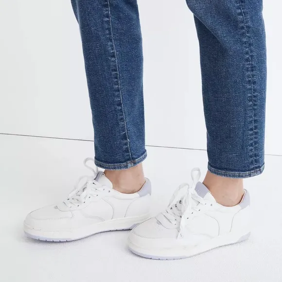 Madewell Court Low-Top Sneakers in White and Purple
