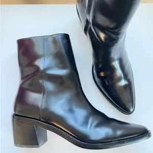 Madewell Darcy Black Patent Leather Chelsea Ankle Boots Pointy-toe Side Zip 9