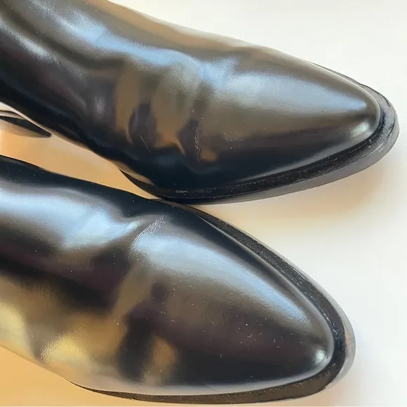 Madewell Darcy Black Patent Leather Chelsea Ankle Boots Pointy-toe Side Zip 9