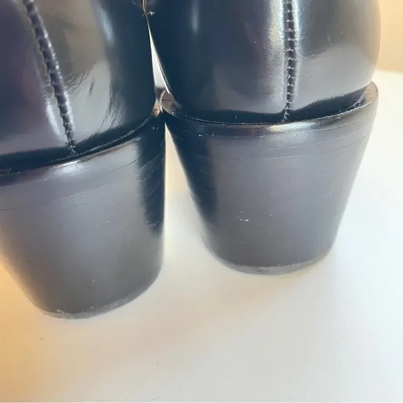 Madewell Darcy Black Patent Leather Chelsea Ankle Boots Pointy-toe Side Zip 9