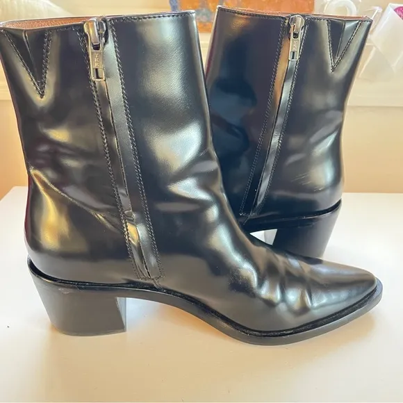 Madewell Darcy Black Patent Leather Chelsea Ankle Boots Pointy-toe Side Zip 9