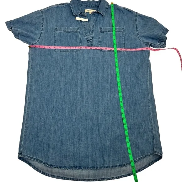 Madewell Denim Short-Sleeve Popover Shirtdress in Waltham Wash M