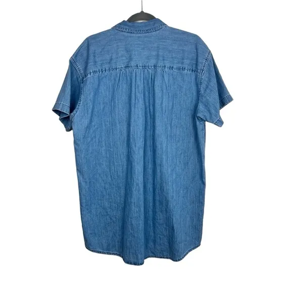 Madewell Denim Short-Sleeve Popover Shirtdress in Waltham Wash M