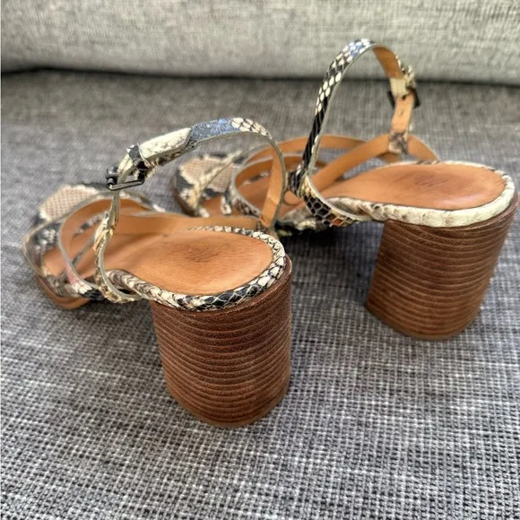 Madewell Edie Snake Embossed Leather Sandals 7