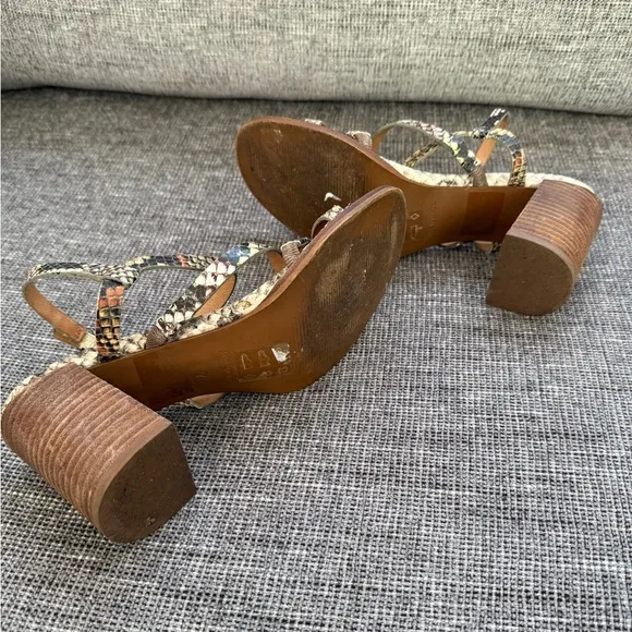 Madewell Edie Snake Embossed Leather Sandals 7