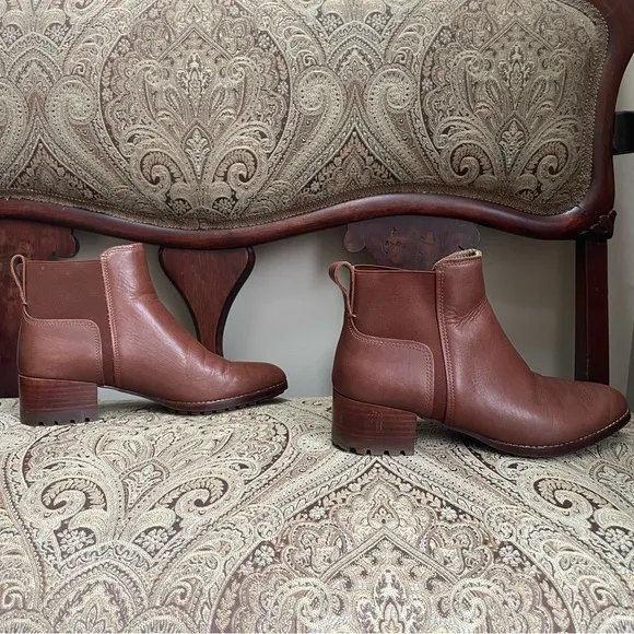 Madewell Kathleen Lugsole Leather Boots Cinnamon Sticks Light Brown Size 8.5