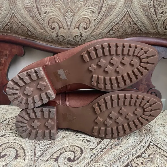 Madewell Kathleen Lugsole Leather Boots Cinnamon Sticks Light Brown Size 8.5