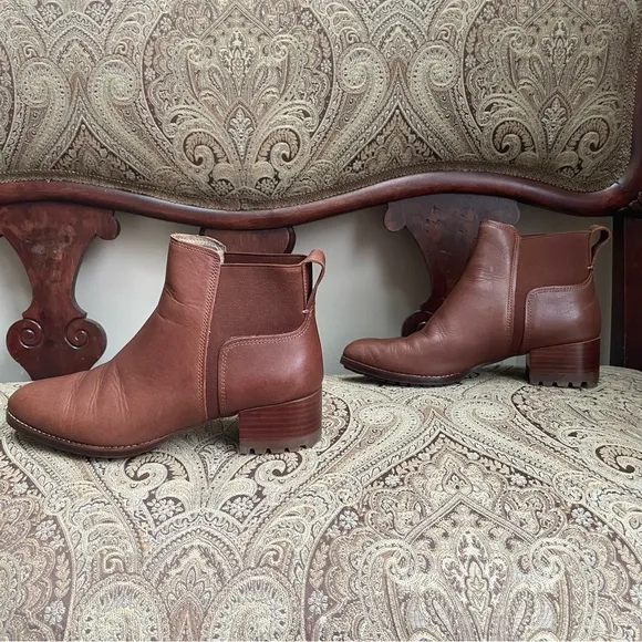 Madewell Kathleen Lugsole Leather Boots Cinnamon Sticks Light Brown Size 8.5