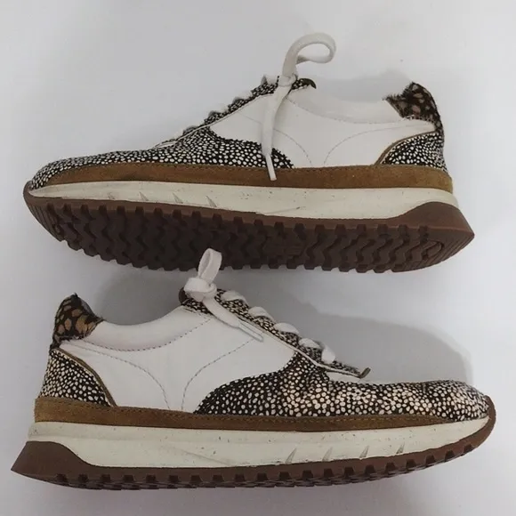 Madewell Kickoff Trainer Leather &amp; Spot Mix Calf Fur Sneakers Women's US 6