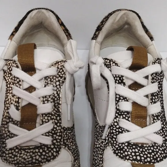 Madewell Kickoff Trainer Leather &amp; Spot Mix Calf Fur Sneakers Women's US 6