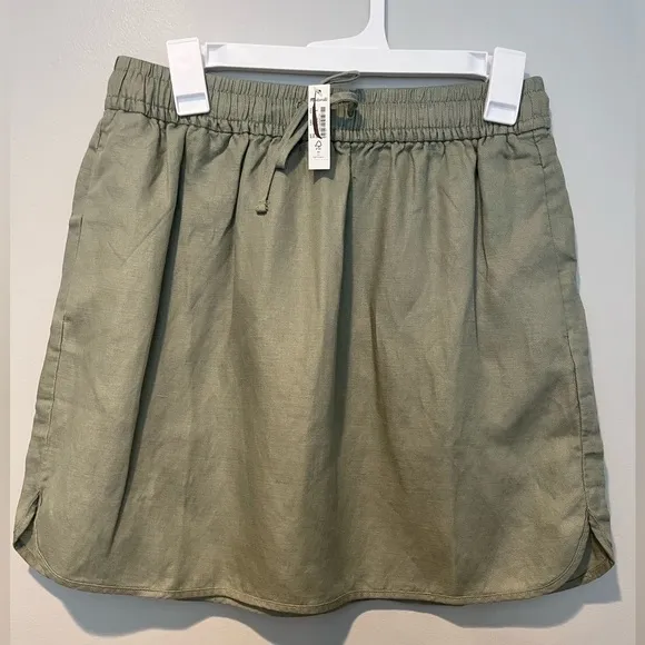 Madewell Linen-Blend Curved-Hem Mini Skirt Size Small