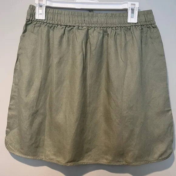 Madewell Linen-Blend Curved-Hem Mini Skirt Size Small